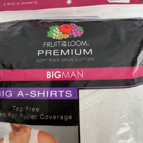 Fruit Of The Loom Premium Bigman 3 A-Shirts Tag Free Tank Undershirts 5XB 62-64 - Picture 8 of 9